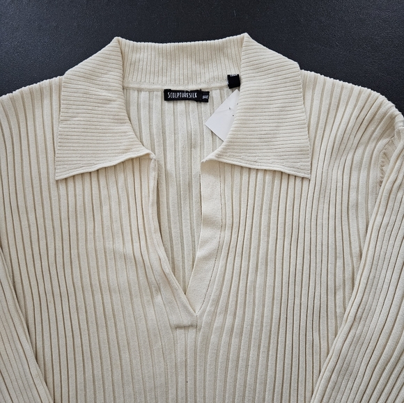 "Sculpture Silk" Silk Blend Bouncy Off White Top NWT - Size XL - Picture 4 of 5